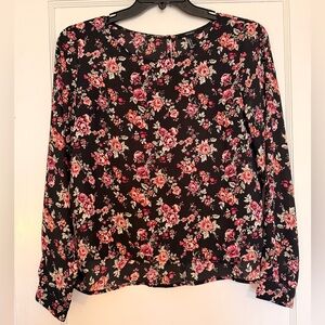 Forever 21 Black and Pink Floral Blouse